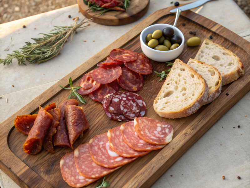 Salumi calabresi artigianali: soppressata, capocollo e 'nduja su tagliere