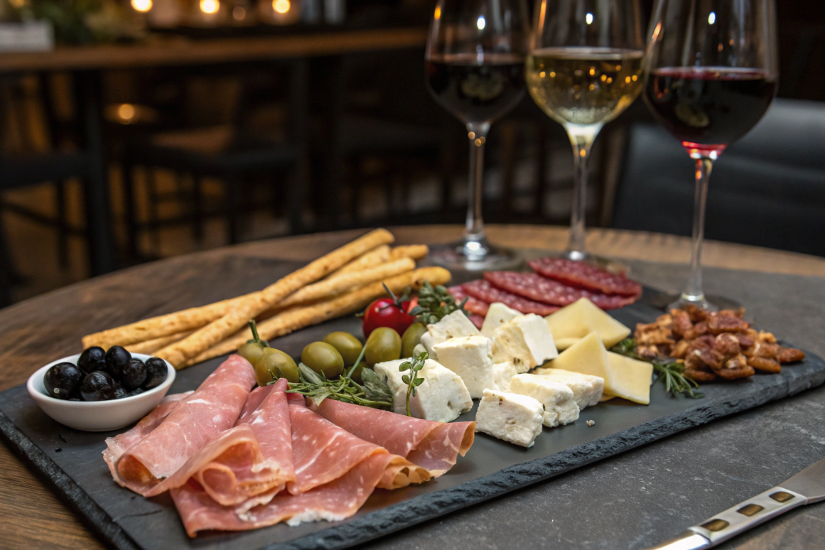 Tagliere di prodotti tipici calabresi ideali per l'aperitivo in rosticceria